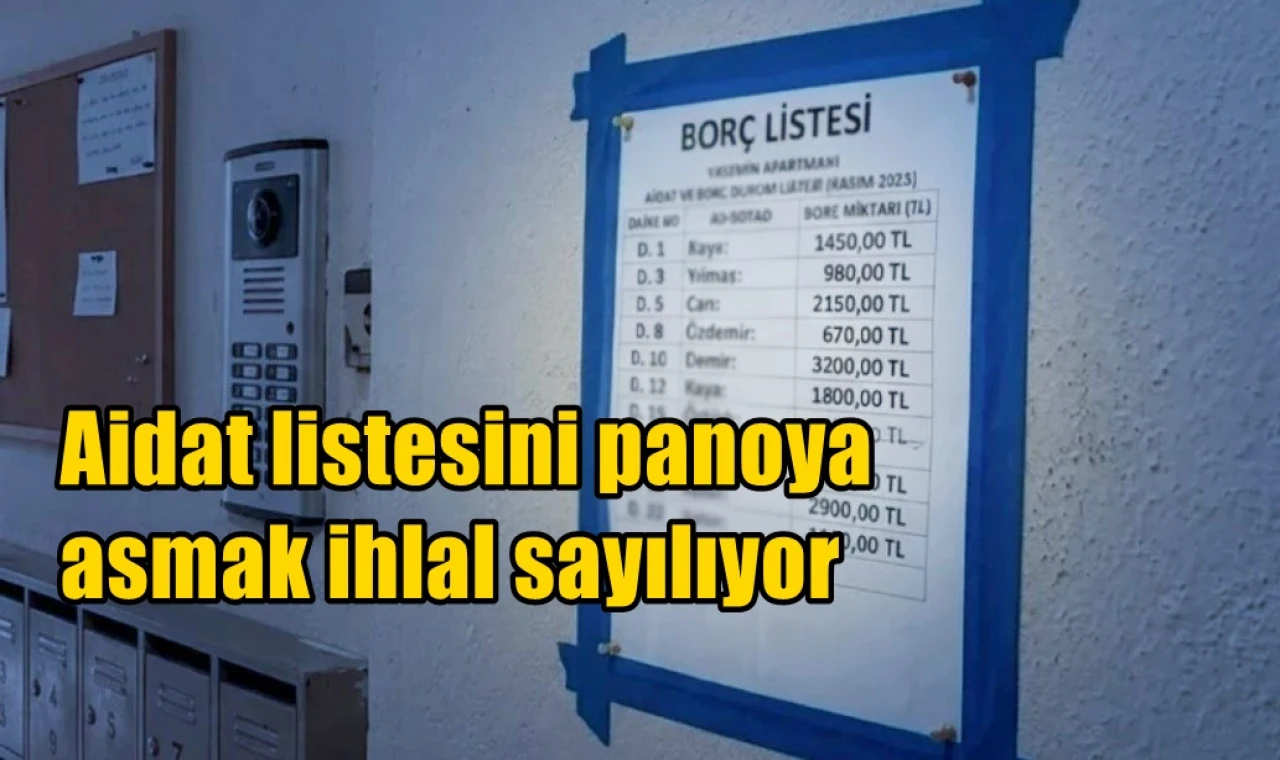 Aidat listesini panoya asmak ihlal sayılıyor
