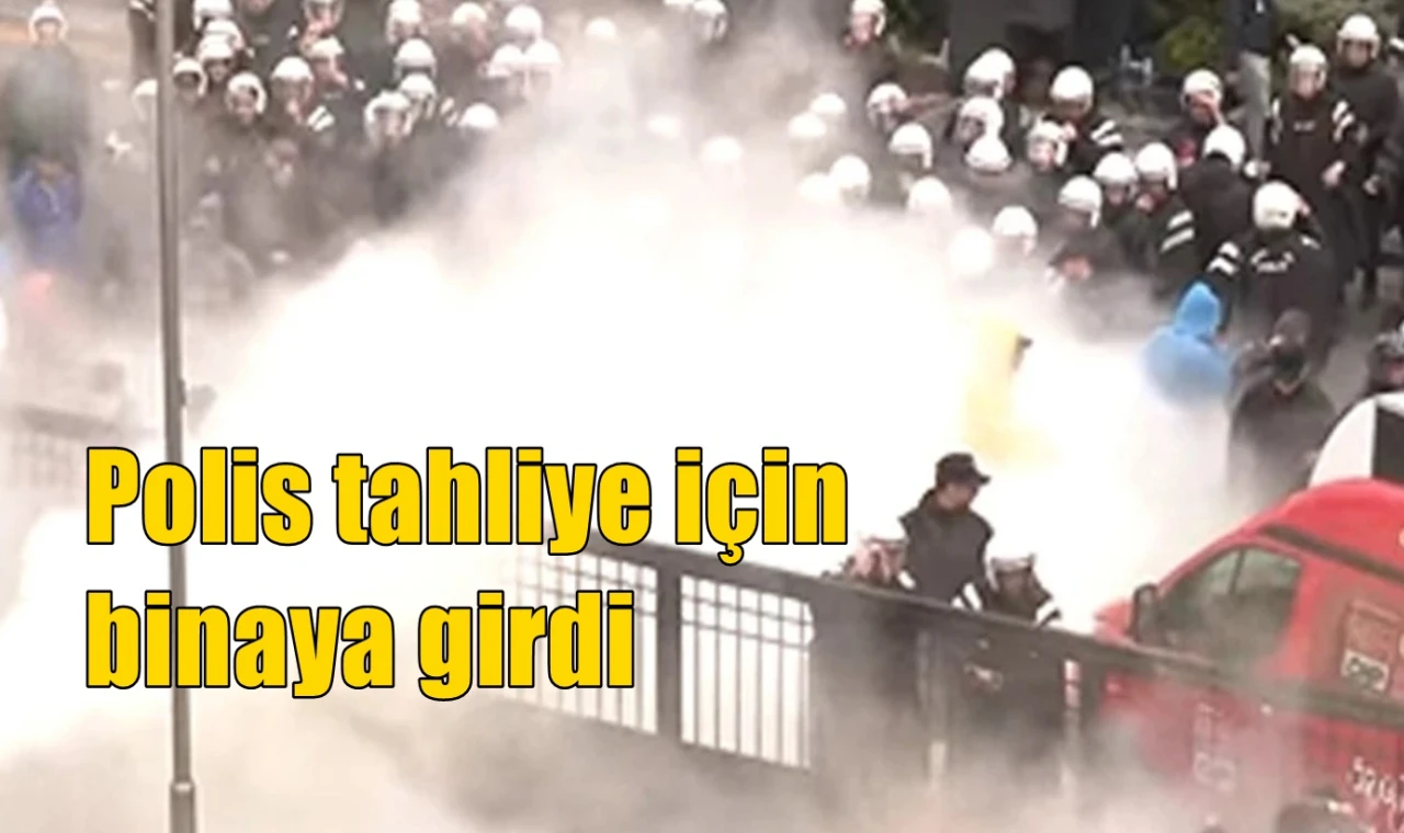 Polis tahliye için binaya girdi