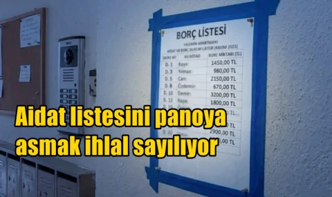 Aidat listesini panoya asmak ihlal sayılıyor
