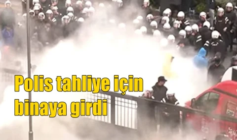 Polis tahliye için binaya girdi
