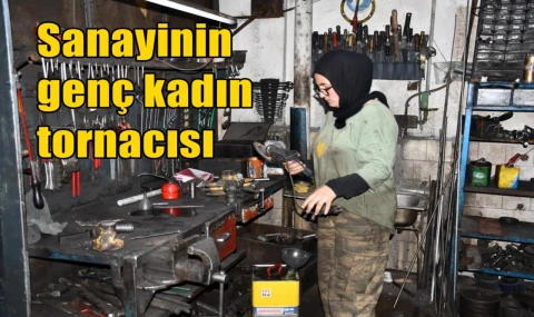 Sanayinin genç kadın tornacısı