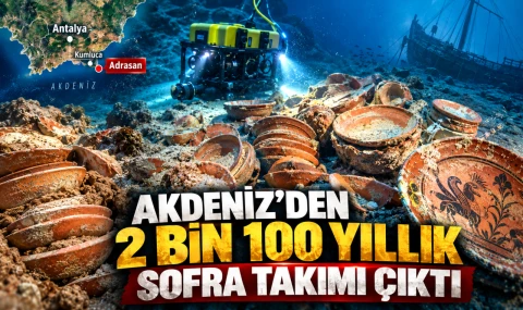 Akdeniz'den 2 bin 100 yıllık sofra takımı çıktı